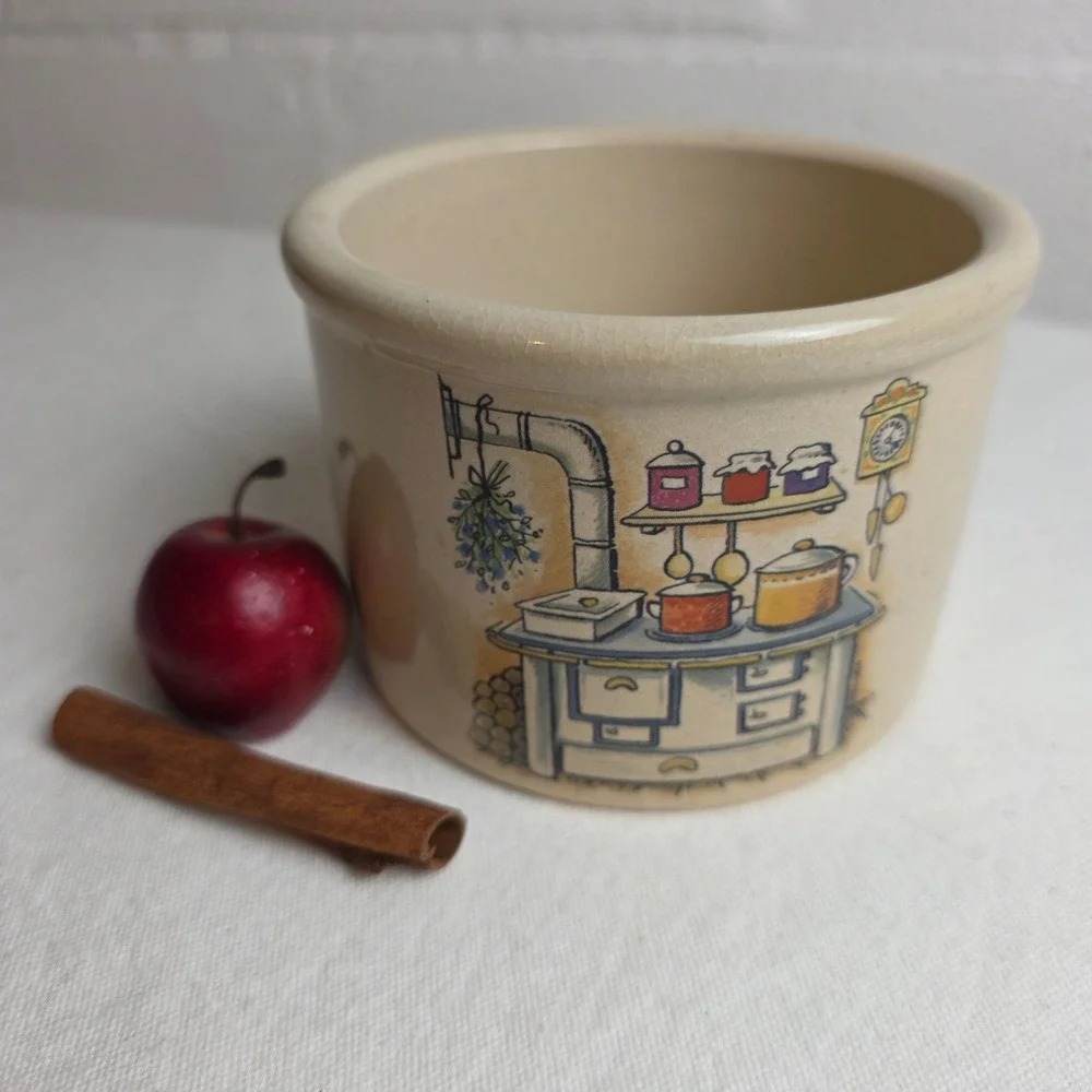 Vintage Robinson Ransbottom 1 Qt Stoneware Low Jar Country Kitchen Stove Crock